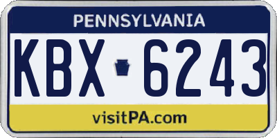 PA license plate KBX6243