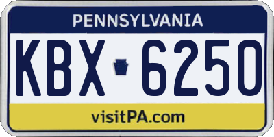 PA license plate KBX6250