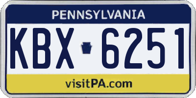 PA license plate KBX6251