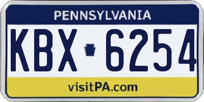 PA license plate KBX6254