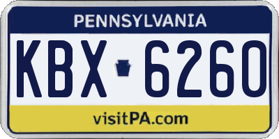 PA license plate KBX6260