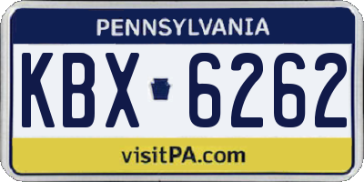 PA license plate KBX6262