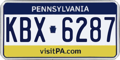 PA license plate KBX6287