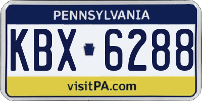 PA license plate KBX6288