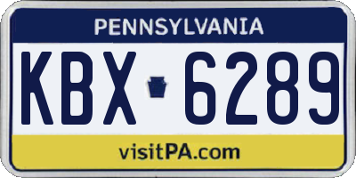 PA license plate KBX6289