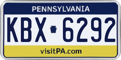 PA license plate KBX6292