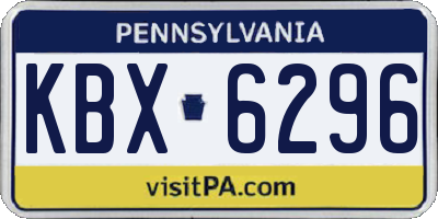 PA license plate KBX6296