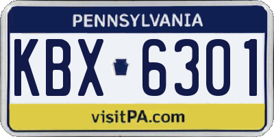 PA license plate KBX6301