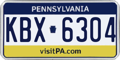 PA license plate KBX6304