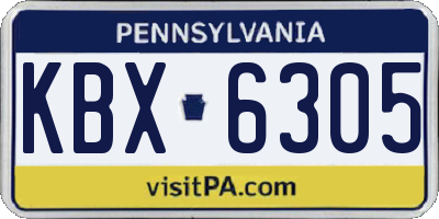 PA license plate KBX6305