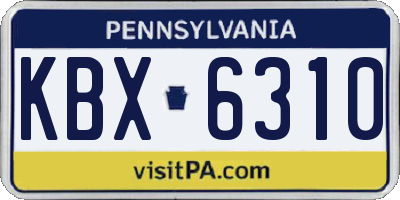 PA license plate KBX6310