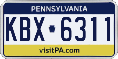 PA license plate KBX6311