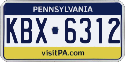 PA license plate KBX6312