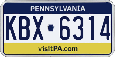 PA license plate KBX6314
