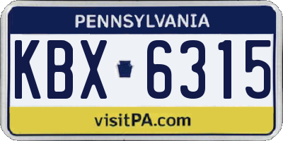 PA license plate KBX6315