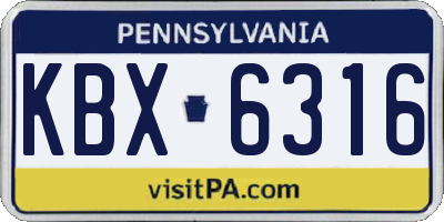 PA license plate KBX6316