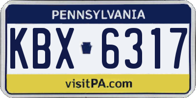 PA license plate KBX6317