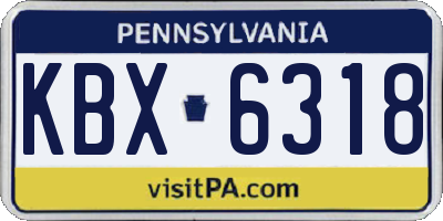 PA license plate KBX6318