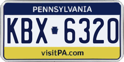 PA license plate KBX6320