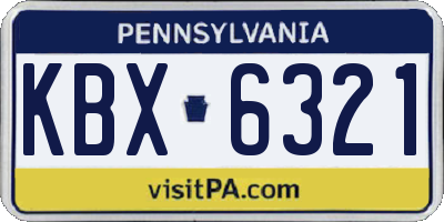 PA license plate KBX6321