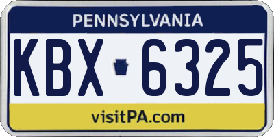 PA license plate KBX6325