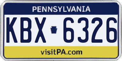 PA license plate KBX6326