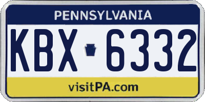 PA license plate KBX6332