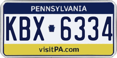 PA license plate KBX6334