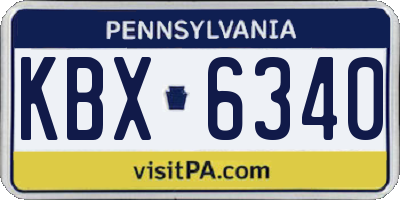 PA license plate KBX6340