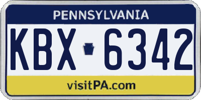 PA license plate KBX6342