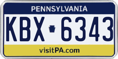 PA license plate KBX6343