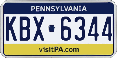 PA license plate KBX6344