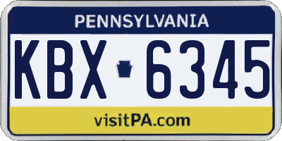 PA license plate KBX6345