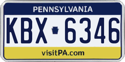 PA license plate KBX6346