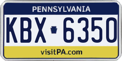 PA license plate KBX6350
