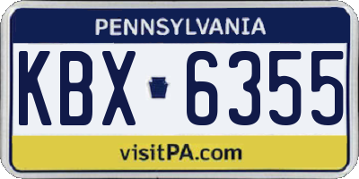 PA license plate KBX6355