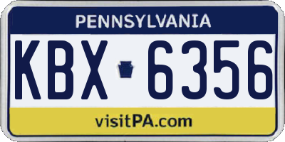 PA license plate KBX6356