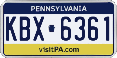 PA license plate KBX6361