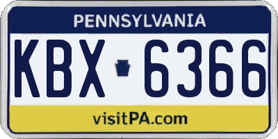 PA license plate KBX6366