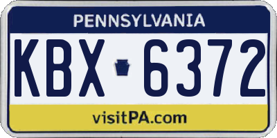 PA license plate KBX6372