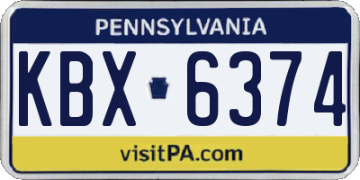 PA license plate KBX6374