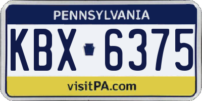 PA license plate KBX6375