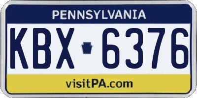 PA license plate KBX6376