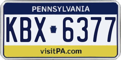 PA license plate KBX6377