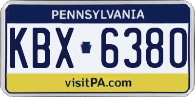 PA license plate KBX6380