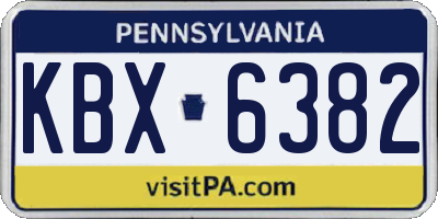 PA license plate KBX6382