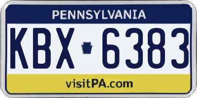 PA license plate KBX6383