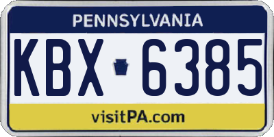 PA license plate KBX6385