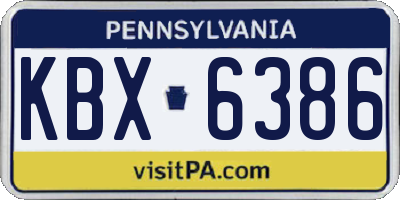 PA license plate KBX6386