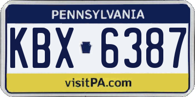 PA license plate KBX6387
